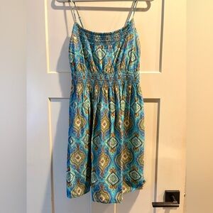 Andrew & Co. Blue Printed Boho Sundress - Large - Cotton, Boho, Summer Breeze